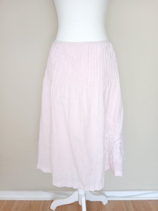 Tommy Hilfiger Dresses & Skirts - Tommy Hilfiger Pink 100 % Linen Midi Prairie A Line Skirt Size 8